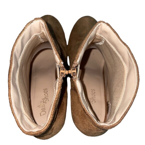 Daily Shoes Women's Brown Suede Bonnie Heeled Booties Sz 10 - Picture 7 of 11